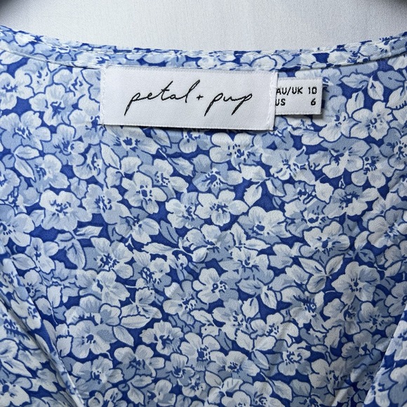 Petal And Pup Arielle's Blue Cutout‎ Mini Dress Women's Size 6 Floral Beautiful - Picture 7 of 8